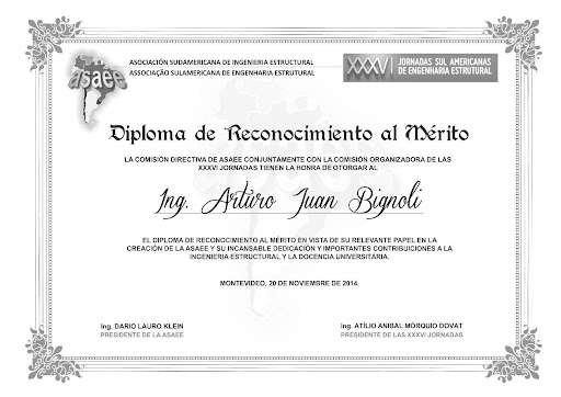 Diploma de Reconhecimento de Mérito Arturo Juan Bignoli - Asaee