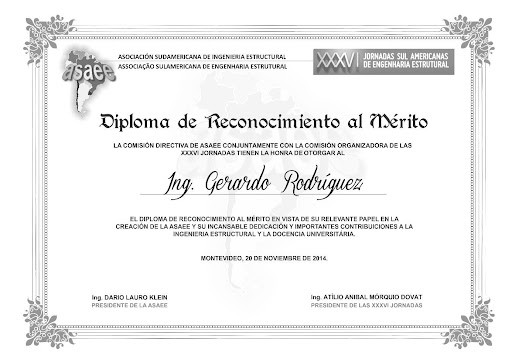 Diploma de Reconhecimento de Mérito Gerardo Rodríguez - Asaee